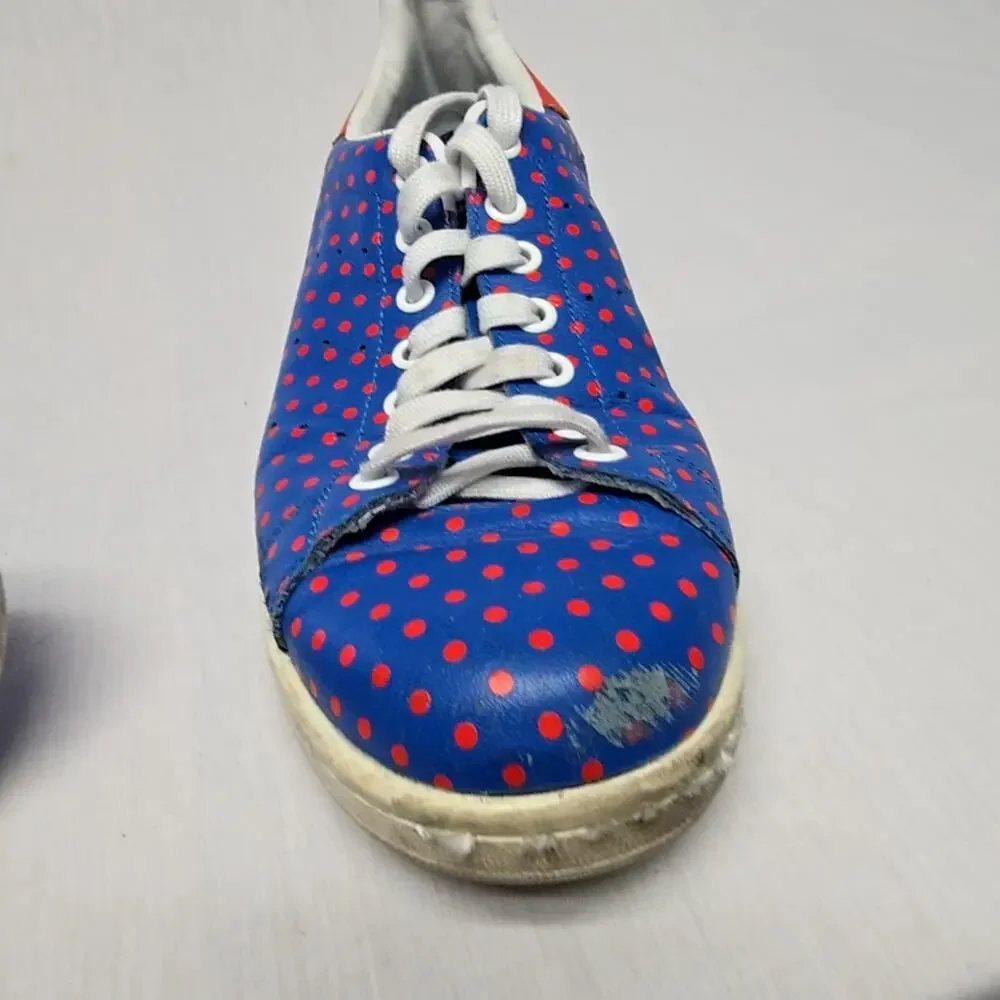 Adidas Stan Smith Polka Dot Sneakers Blue Red Mens 9.5 Leather